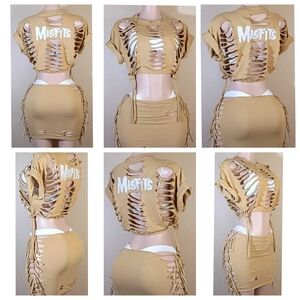 MISFITS Custom Fringe Tshirt Skirt Set
